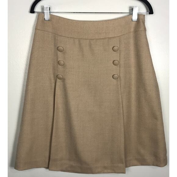 J. McLaughlin Dresses & Skirts - New J. McLaughlin Women's 8 Tan Herringbone Wool Sail Skirt Office Timeless